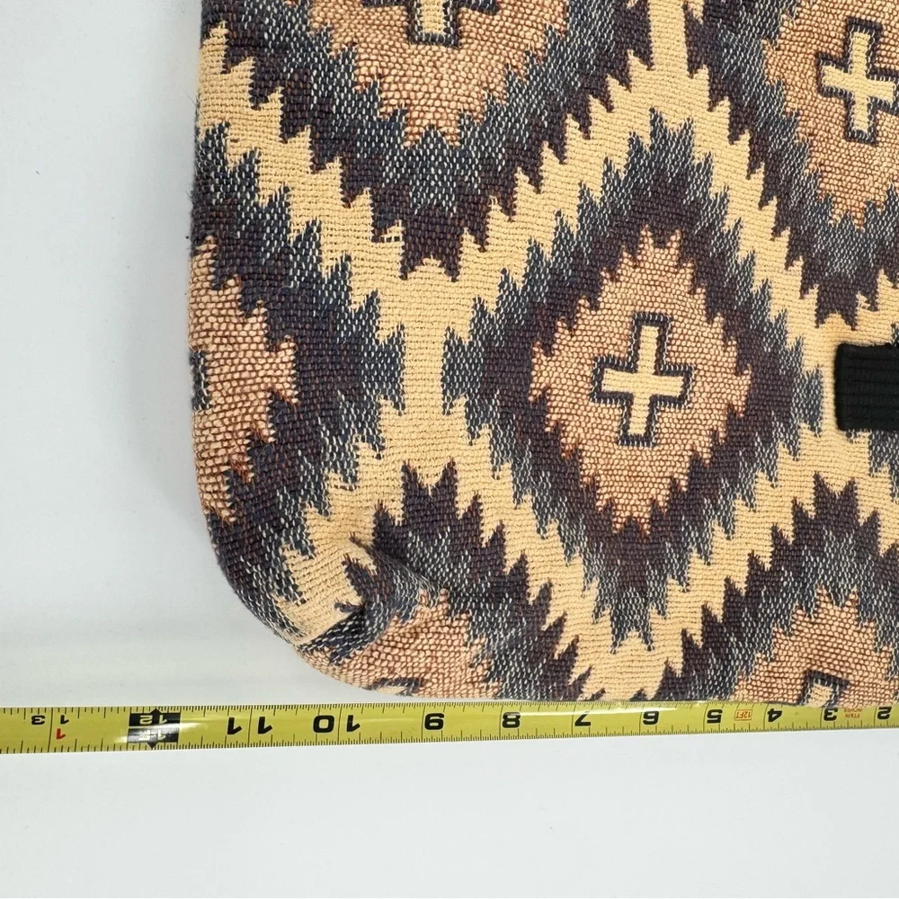 El Paso Saddle Blanket‎ Beige Brown Southwestern Aztec Print Zip Tote Bag Woven